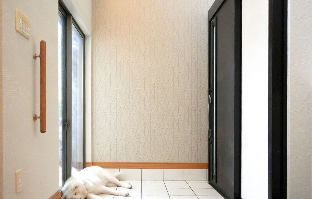 玄関土間スペースにも同じクロスを採用