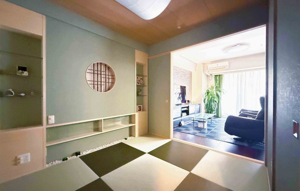 建具を開け放てば、リビングとひと続きに